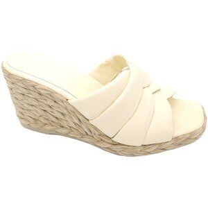 NEW Vince Gilian Wedge Sandals Women 9 Ivory Designer Raffia Chic Coastal